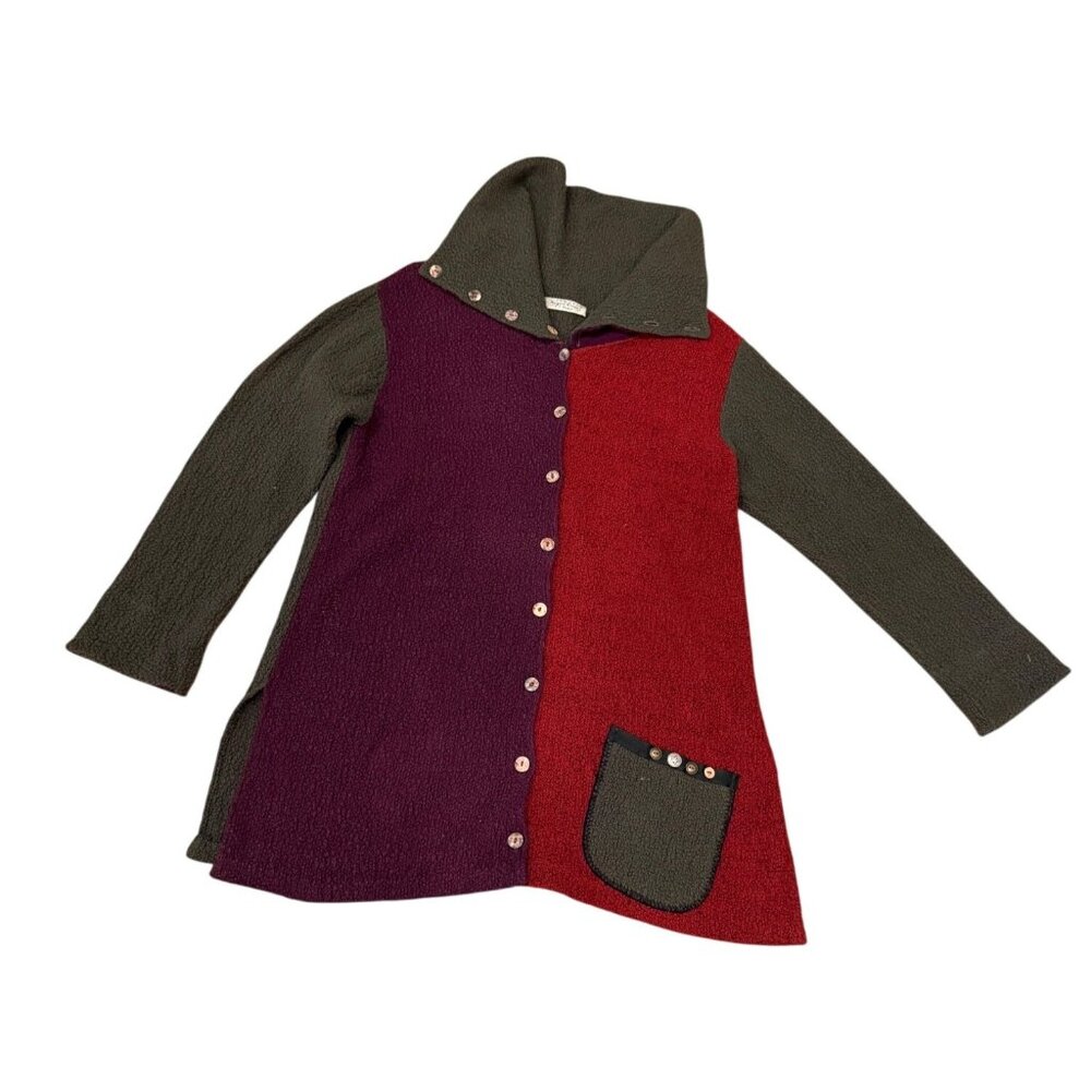 Margaret Winters Colorblock Button-Front Jacket |‎ Size M | Made in USA